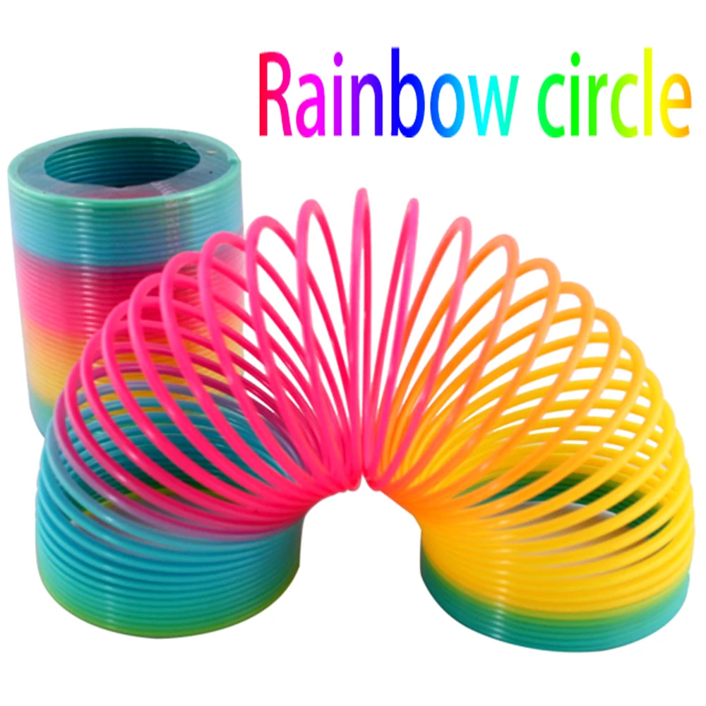 Top Quaity Rainbow Spring Classic Toy Colorful Magic Plastic Circle Folding Children's