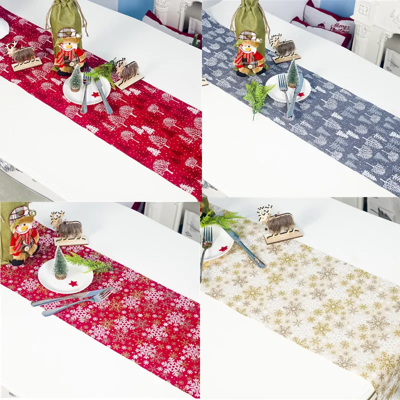 

30x270cm Snowflake Christmas Tree Table Runners Table Decoration for Home Dinner Party Wedding Christmas Decoration Gold