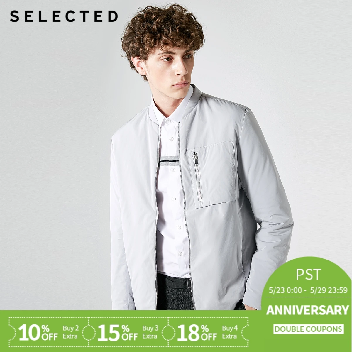 

SELECTED Men's Winter Pure Color Baseball Collar Short Jacket S|418322501