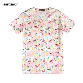

lab coat V-Neck Print Surgical Medical Uniform Hospital Nurse Uniform Beauty salon Dentist clinic pharmacy Pet veterinar Uniform