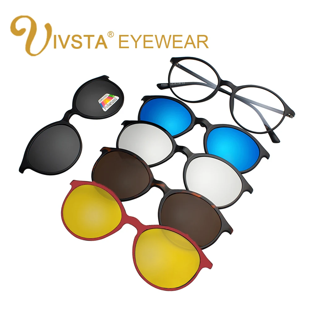 

IVSTA 5 in 1 bag Clip On Sunglasses Women Frames Men Glasses Clips Magnetic Sunglasses with Magnet Sunglasses Optical Myopia