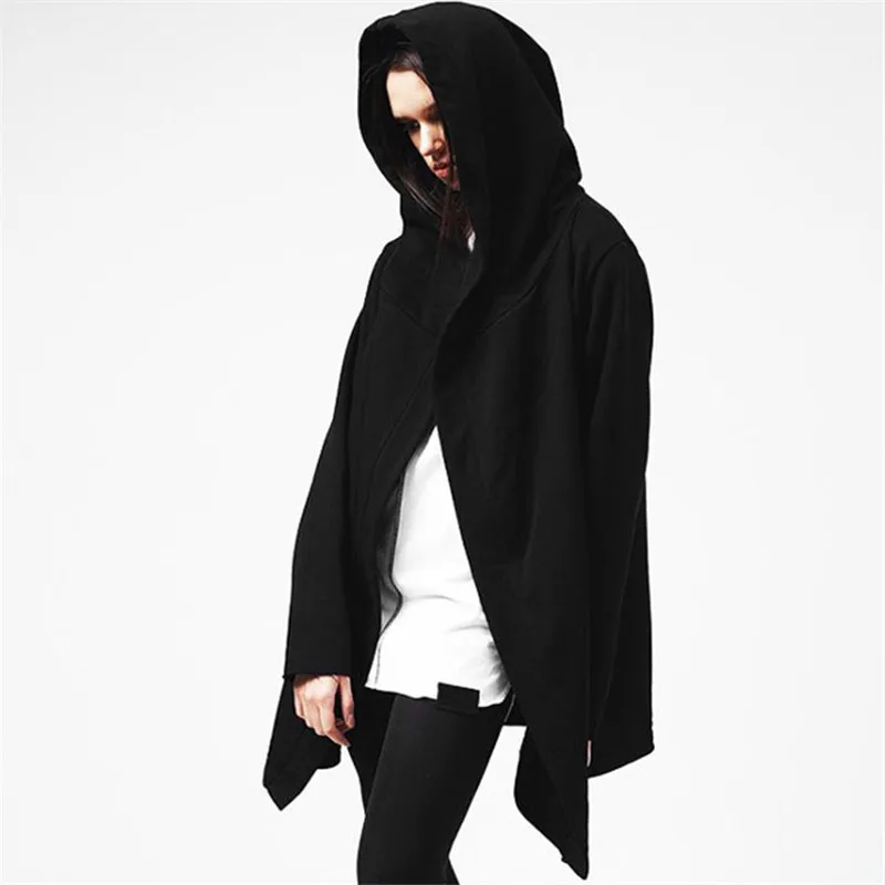 

Men Hooded Sweatshirts With Black Gown Hip Hop Mantle Hoodies Fashion Jacket Long Sleeves Cloak Moleton Masculino Coats Outwear