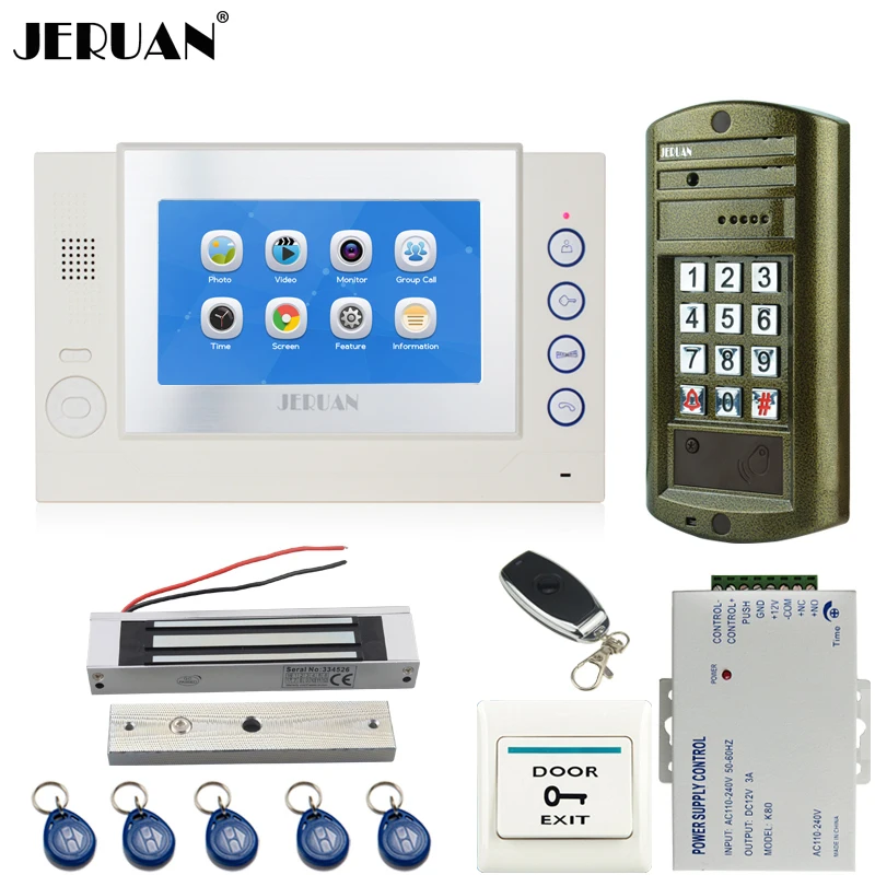 

Home 7`` TOUCH Screen LCD Video Door Phone Record Intercom System kit+Waterproof Password HD Mini Camera +180kg Magentic lock