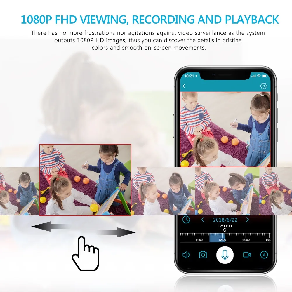 Камера видеонаблюдения ANNKE 8 каналов 1080P HD Wi Fi беспроводная NVR ЖК экран 12 дюймов