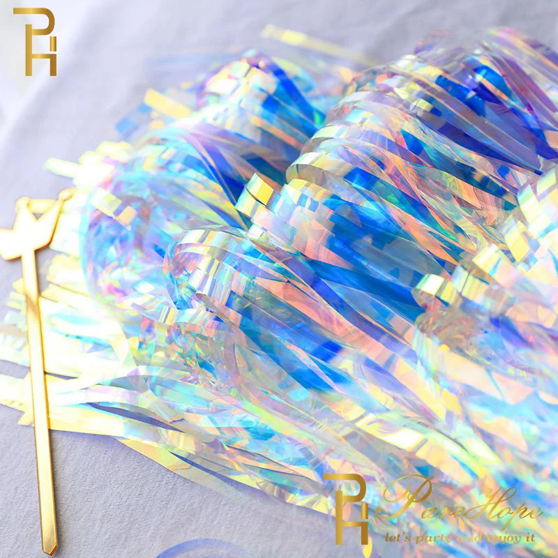 2M Wedding Backdrop Transparent Allochroic Tassel Foil Curtain Kids Birthday Party Decorations Adults Unicorn Party Backdrop