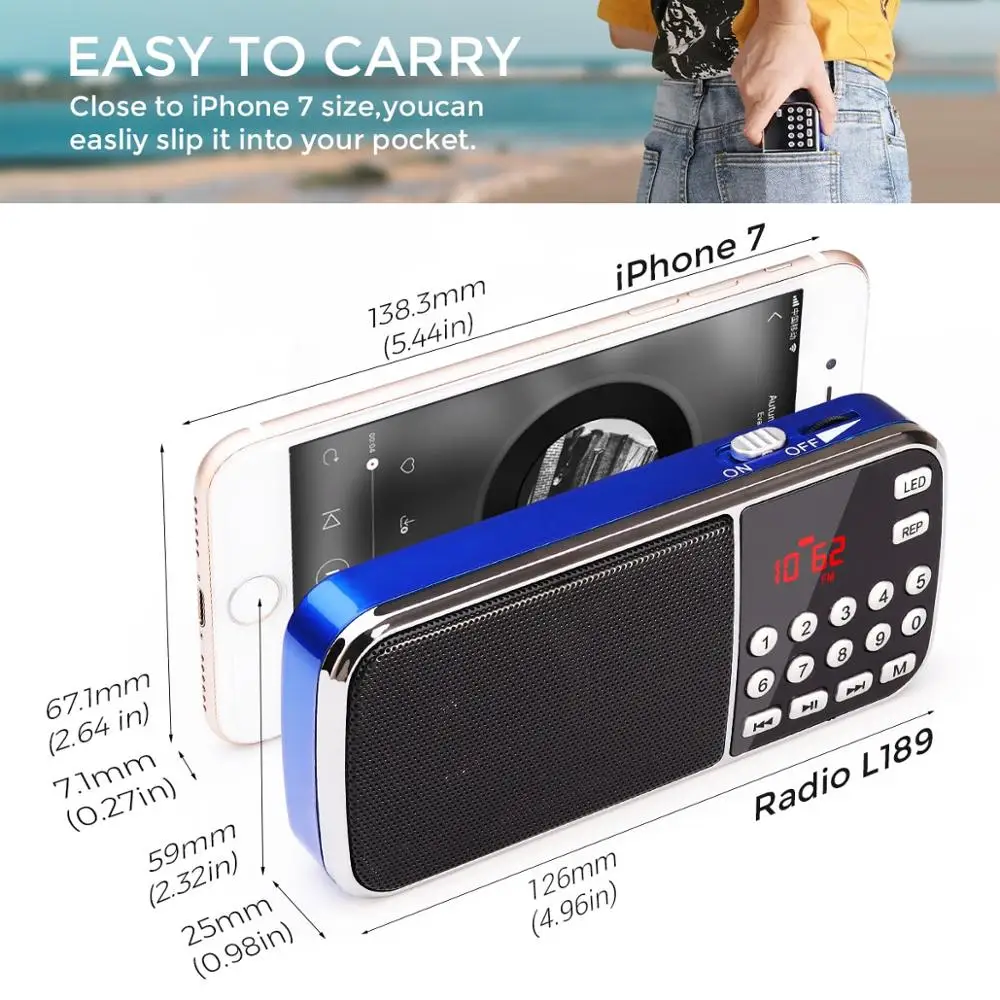 Мини Портативный FM Hi Fi USB SD MP3 радиоприемник PRUNUS J 189 цифровой карманный со скрытой