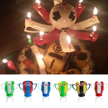 

Musical Romantic Birthday Candle Rotating Football Cup Soccer Musical Candle Creative Happy Birthday Music Candle Gift