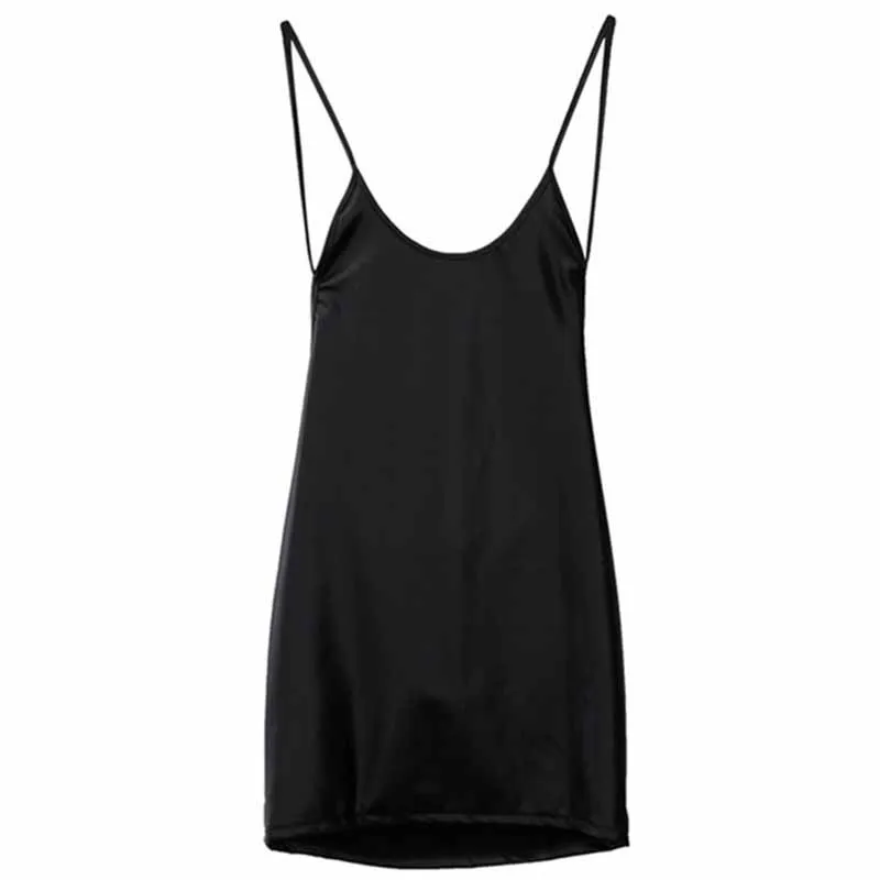 Sexy Backless Black Faux Leather Dress Women Spaghetti Strap Summer Clubwear Outfit Party Short Mini Hip Wrapped Bodycon Dress (6)