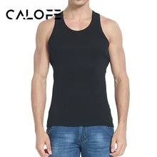 CALOFE мужская безрукавка для бега, спортивные эластичные майки для бега, одноцветные майки для бега, спортивные майки для упражнений, плотная футболка