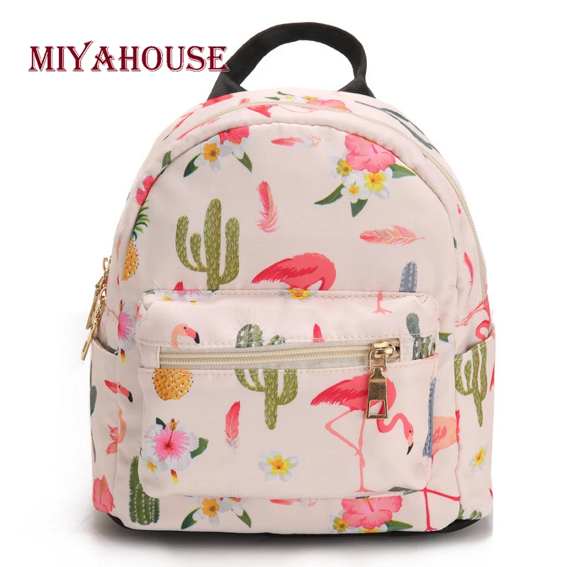 

Miyahouse Female Mini Backpacks Fresh Floral Print Backpack Colorful Cartoon Small Travel Rucksack Korean Style Girls Bag