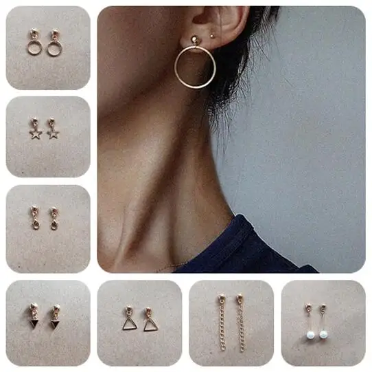 

2019 new fashion jewelry punk style gold color geometric round earrings female best gift girl jewelry accessories factory