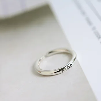 

S925 Sterling Silvery Thai Silvery Letter Mod Ring Retro Fashion Male Female