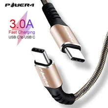 Power4 3A 2m Cable USB Type C For Macbook Fast Charger USB C Wire QC 3.0/4.0 For Samsung Mobile Phone Charging Cables Type-c USB