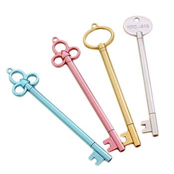 

4 Pcs Black Gel Pen Set Key Kawaii School Supplies Office Stationary Photo Album Pens School Stationery(Silver Green Purple Go