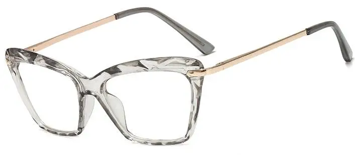Ретро Модные прозрачные очки кошачий глаз кристально прозрачная оправа оптические женские очки оправа близорукость Nerd компьютерные очки - Цвет оправы: gray clear
