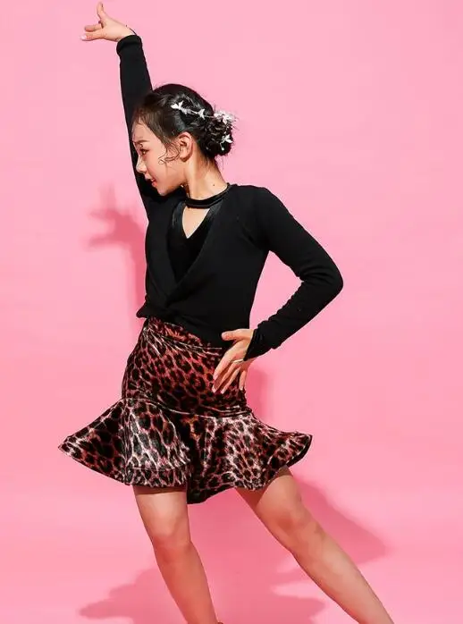 Новая коллекция одежды для маленьких детей Латинской Румба ча-ча танго vestido latino латиноамериканских танцев бальное платье черная леопардовая расцветка, цвета: черный, зеленый
