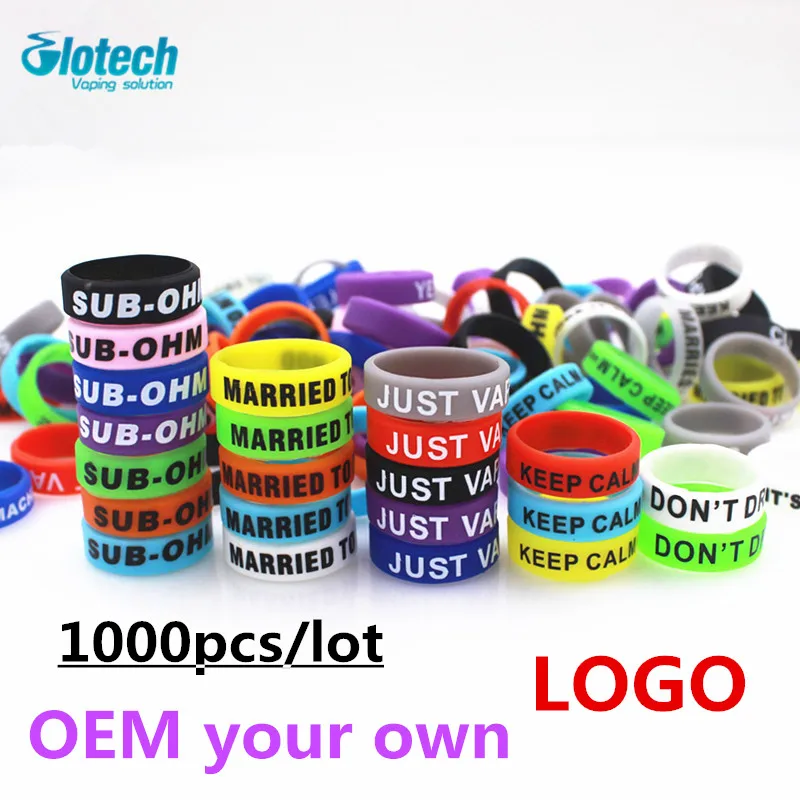 

Glotech OEM 1000PCS Silicone rubber band ring Non Slip decorative vape band for e cigarette mods RDA RBA vaporizer OEM own logo