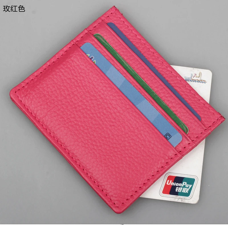Супер тонкий мягкий кошелек кожаный кошелек мини кредитной карты кошелек держателей карт тонкий милый кошелек для Для мужчин дамы - Цвет: Rose-Pink