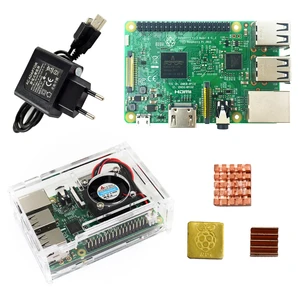 Raspberry Pi 3 Модель B стартовый комплект-pi 3 плата/pi 3 корпус/EU power plug/с логотипом радиаторы pi3 b/pi 3b с Wi-Fi bluetooth - изображение