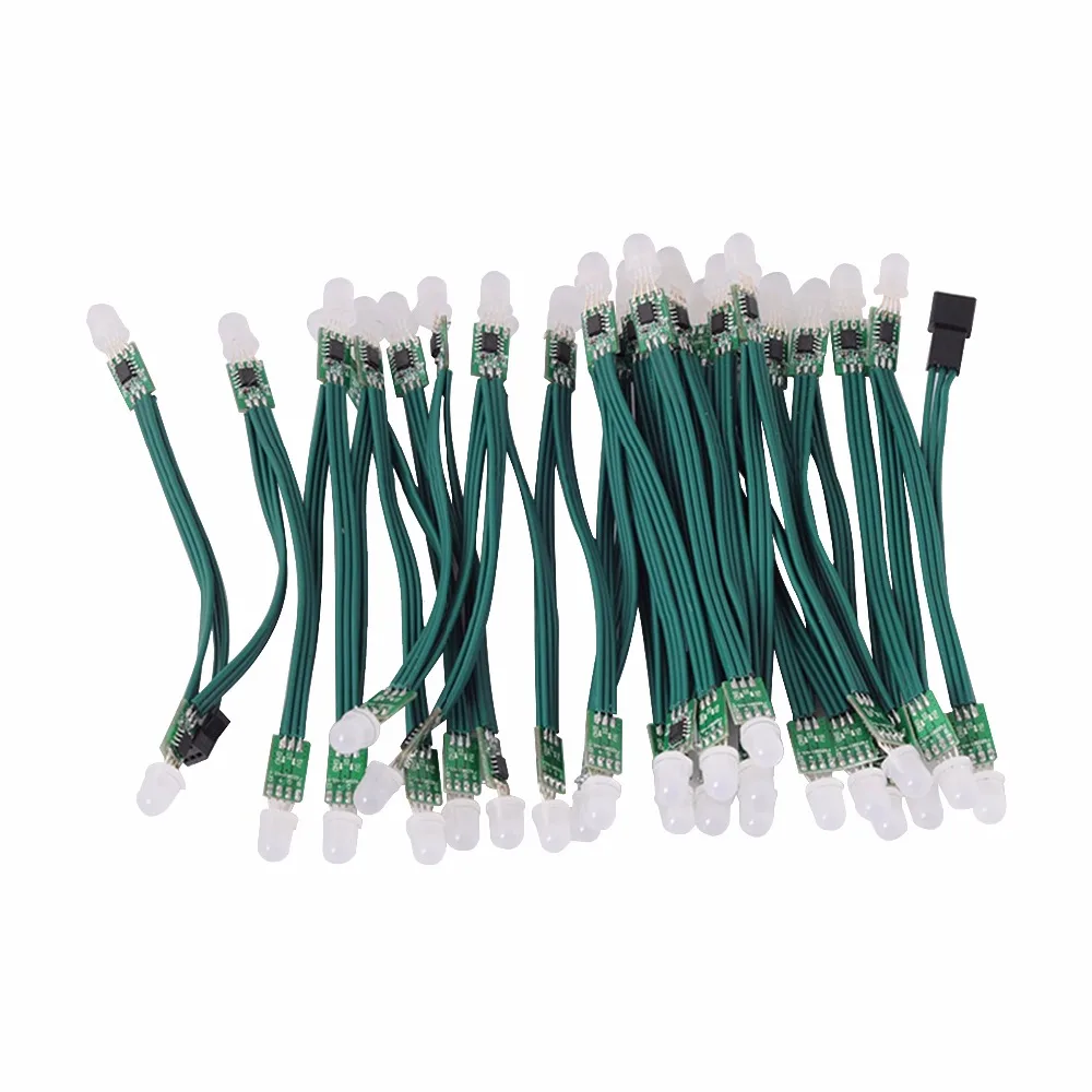 50pcs/string 9mm WS2811 Digital Led pixel Module 2811 IC RGB Black/Green/White/RGB wire Addressable no waterproof ip30 DC5v led modules led module