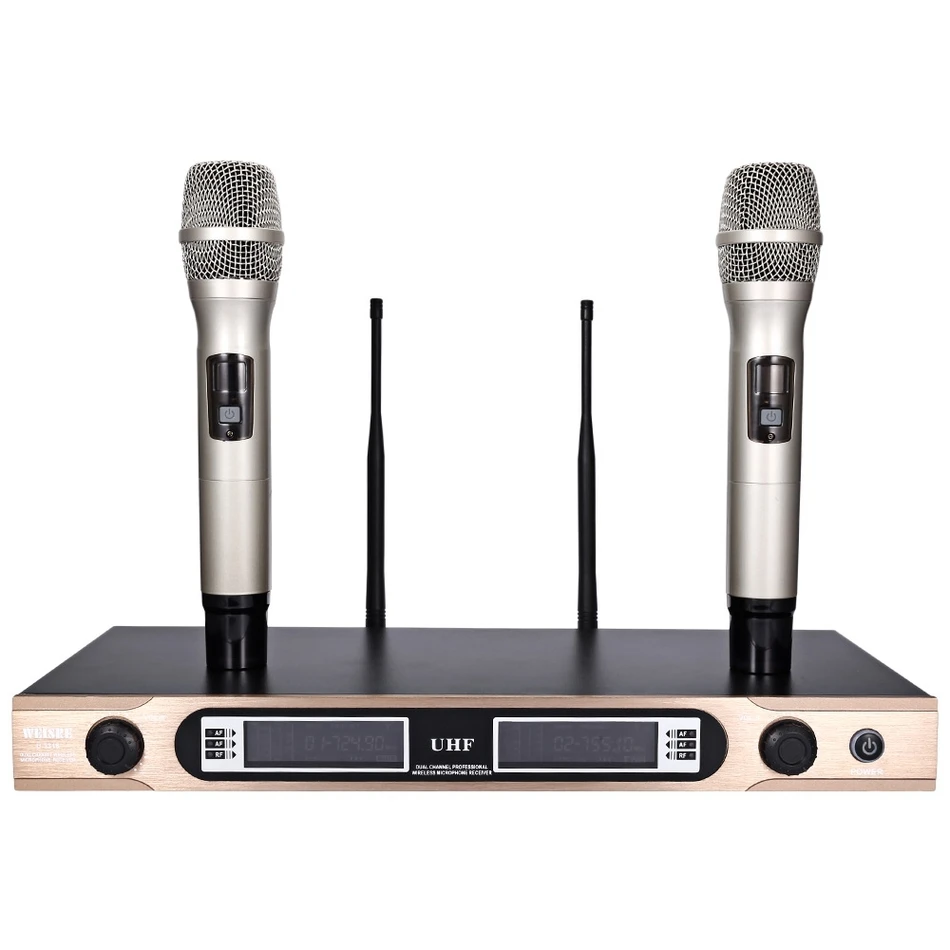 

WEISRE U - 3316 U-3316 Professional 740 - 790MHz UHF Wireless Handheld Dual Channel Transmitter Mic Set