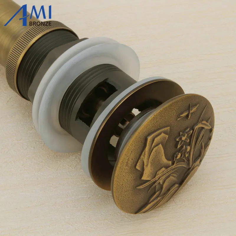 Us 17 98 50 Off Carved Bathroom Basin Sink Drainer Push Down Pop Up Drain Overflow Non Overflow Water Waste Stopper Assembly In Drains From Home