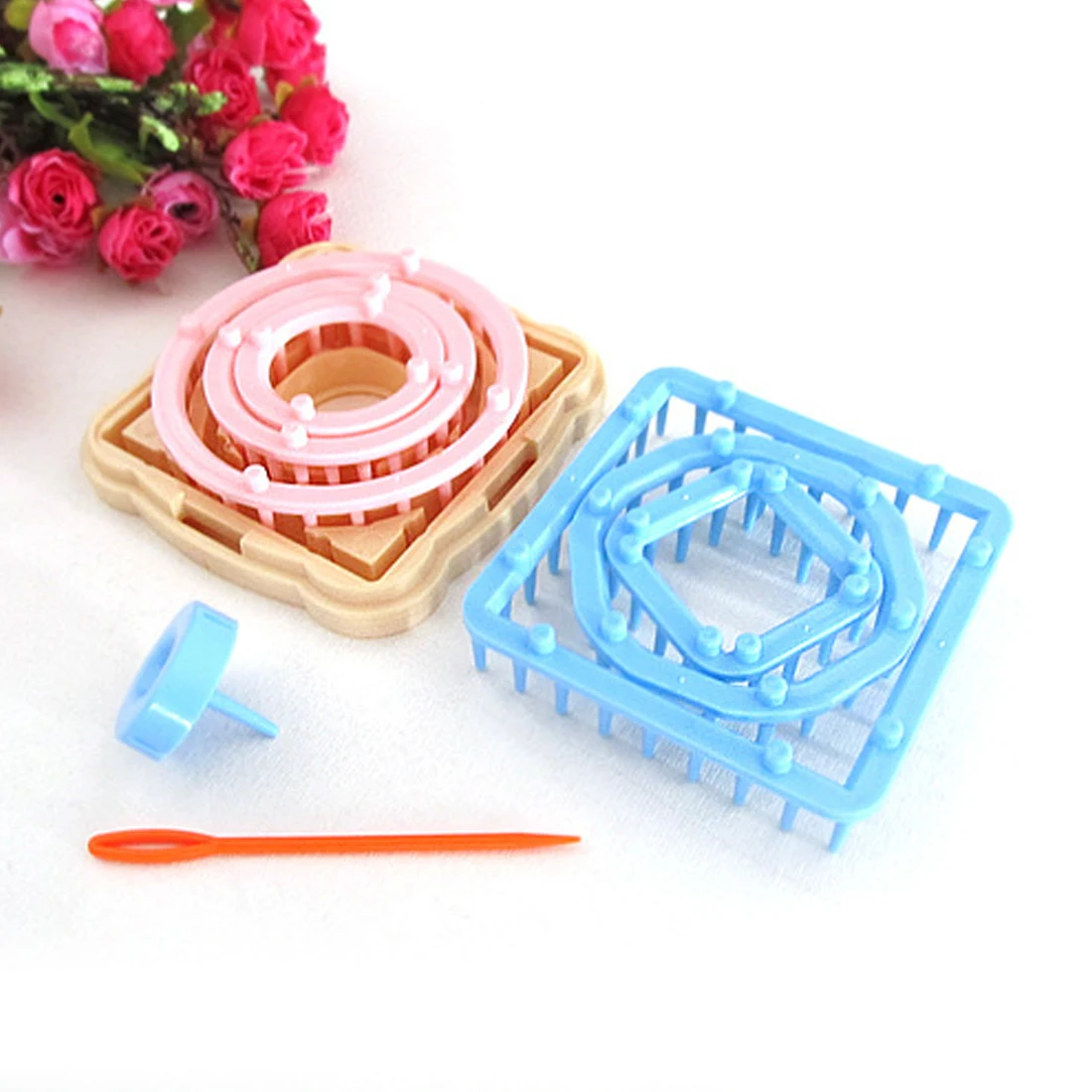 

New 1Set DIY Weaving Tools Creator Yarn Needle Hobby Loom Knitting Machine Color Stitching Tools Flower Loom Knitting Woolen
