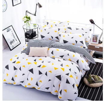 

100% Polyester Geometric Bedding Set Triangle Duvet Cover Set Twin Full Queen King Bedclothes Active printing 4pcs Bed Linen