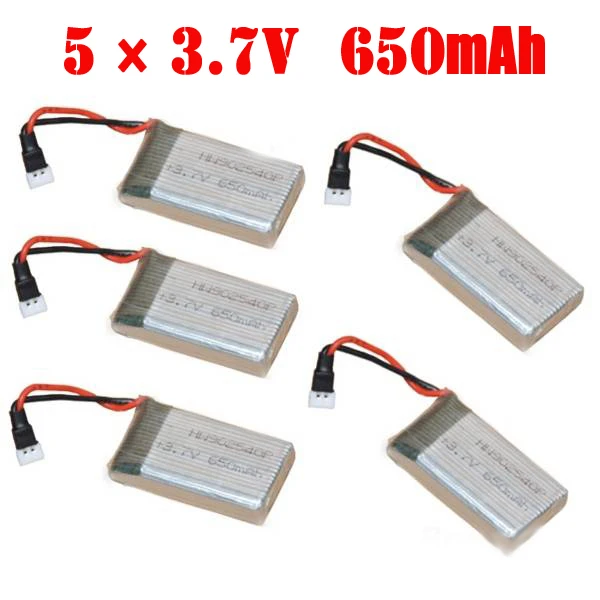 

5pcs * 3.7V 650mAh Battery for JJRC H9D Syma X5C X5SC X5SW X5SC-1 X5SW-1 RC Quadcopter Helicopter