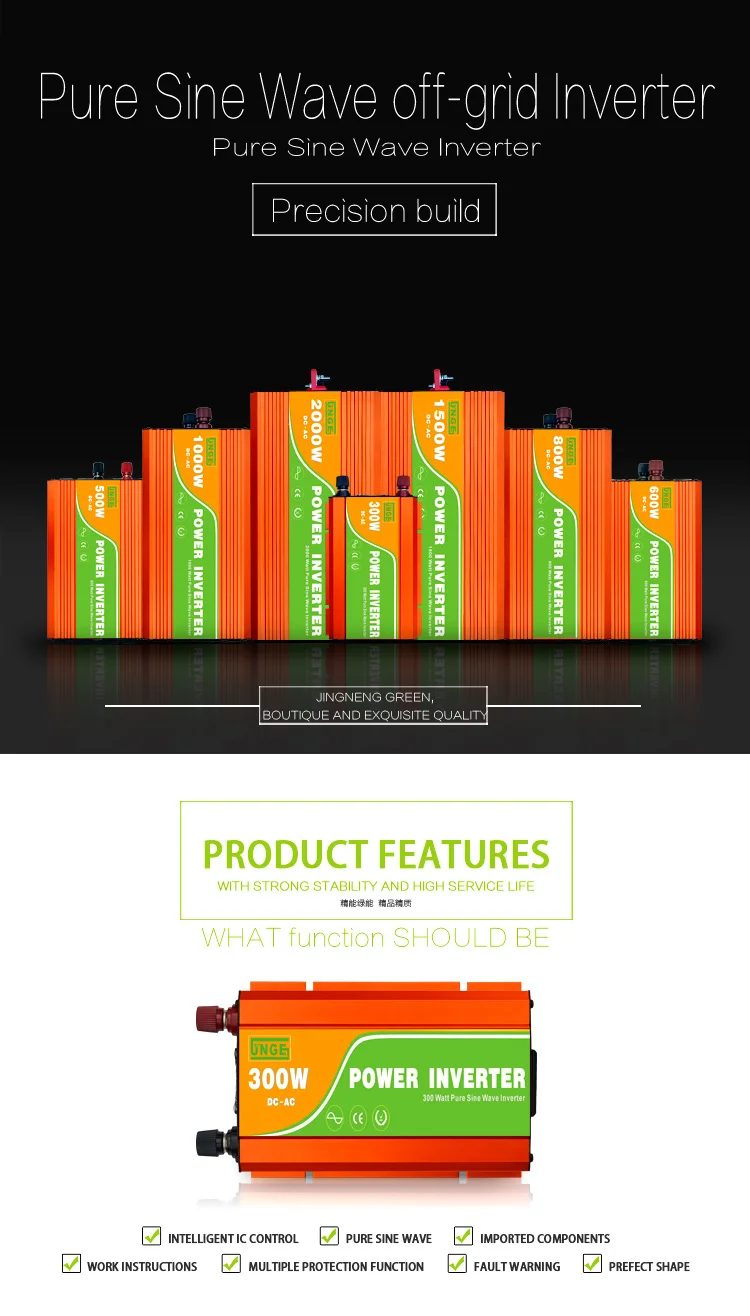 12 В до 220 В 300 Вт пиковая мощность 600 Вт Чистая синусоида Инвертор от сети 12 В или 24 В вход до 220 В или 110 В выход