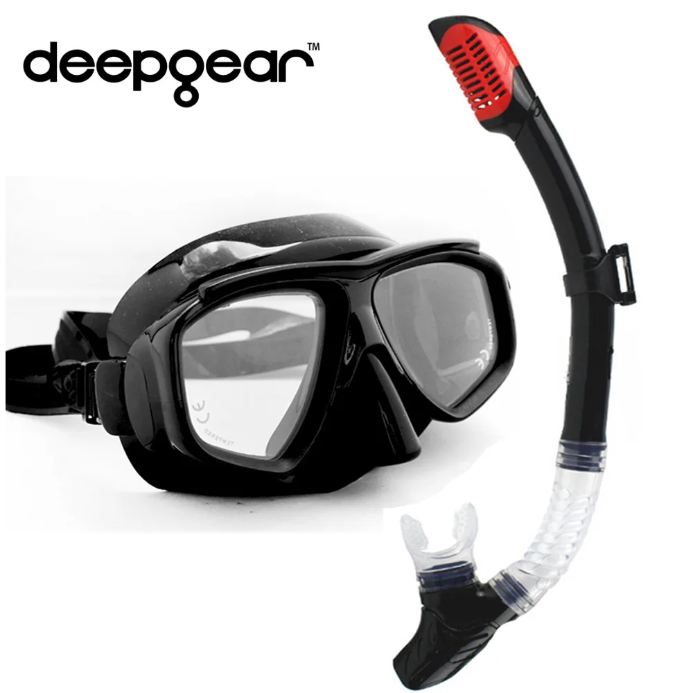 DEEPGEAR близорукие ныряльщики маска для подводного плавания и экипировка для подводного плавания из закаленного стекла объектив с низким объемом маска для подводного плавания полный сухой набор для подводного плавания