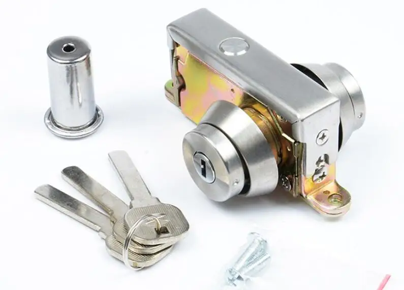 

Stainless steel door lock Framed glass door and floor lock Copper core with copper key for double side lock