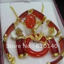 2 шт. красивый красный кулон серьги браслет ring8 Наборы для ухода за кожей@ A88