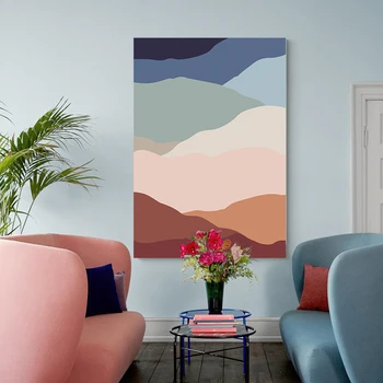 

DIY Wooden Frame Abstract Canvas Painting Stretched on Solid Pine Wood Pictures Frame Poster Print Wall Art Living Room Decor