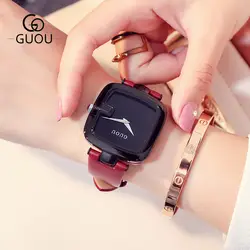 2019 квадратный циферблат женский корпус для часов модные женские часы темперамент из натуральной кожи простые Кварцевые часы Женские G8190