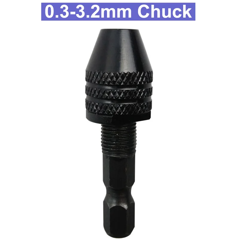

URANN 1pc 0.3-3.2mm Electric Grinder Keyless Drill Chuck Collet Screwdriver Impact Driver Adaptor 1/4" Hex Shank Drill Bit Tool