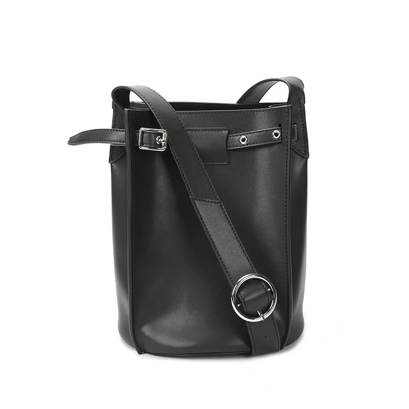 

Fashion luxury brand star with the Genuine Leather bucket bag simple soft surface buckle belt decoration women messenger bags