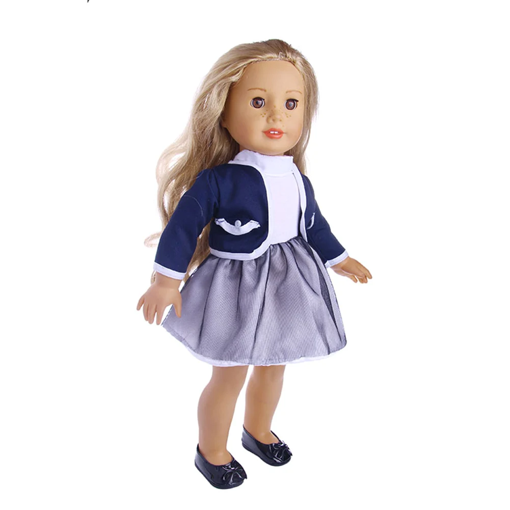 

Soft DIY With Jacket Pleated Dress Accessory Formal Suit 18 Inch Handmade Cute Mini Doll Clothes Long Sleeve School Uniform