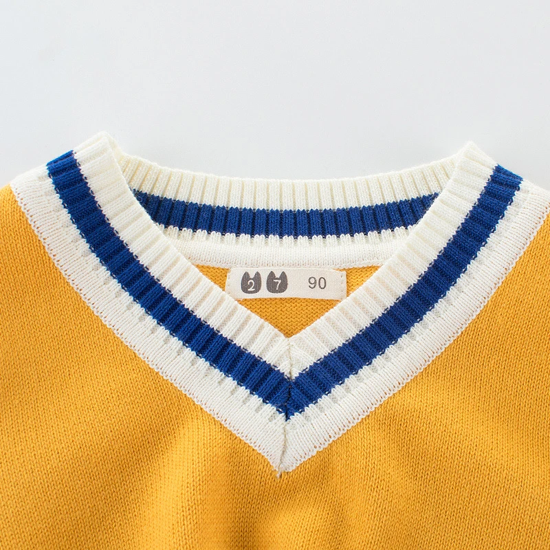 BINIDUCKLING/Коллекция года, зимний свитер для маленьких мальчиков и девочек хлопковая трикотажная одежда в полоску с v-образным вырезом и длинными рукавами, Осенняя детская одежда