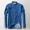 Two Front Pockets Spring Autumn Men Denim Shirt Long Sleeve Soft 100% Cotton Slim Jeans Cowboy Slim Shirt 4XL ► Photo 3/6