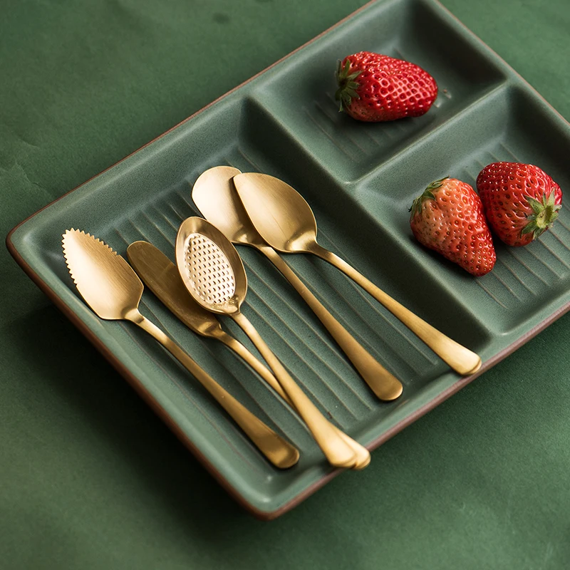 Chic Gold 304 Stainless Steel Spoon Teaspoon Coffee Fruit Ice Cream Cake Tea Elegant Golden Spoons Girly Tableware Kitchen Tool