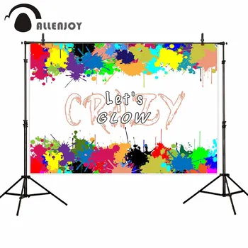 

Allenjoy photography backdrop Let's glow crazy graffiti abstract watercolour celebration children photoboard for video shooting