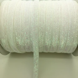 Glitter Velvet Ribbon for Crafts and Accessories, 5 Yards, 3/8 (10mm) - Multiple Color Options Available, Free Shipping (Glitter White)