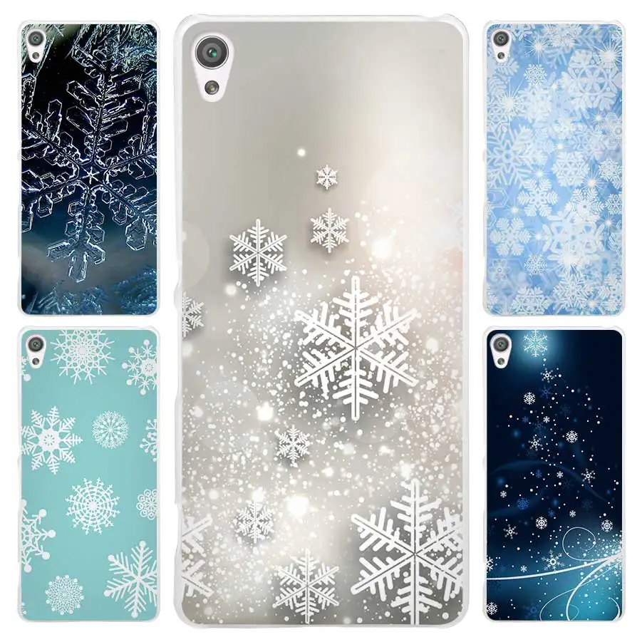 

Fashion Christmas Snowflake Case for Sony Xperia Z1 Z2 Z3 Z4 Z5 M4 Aqua M5 XA XZ C4 E5 l36h Clear Hard Plastic Coque Cover Shell