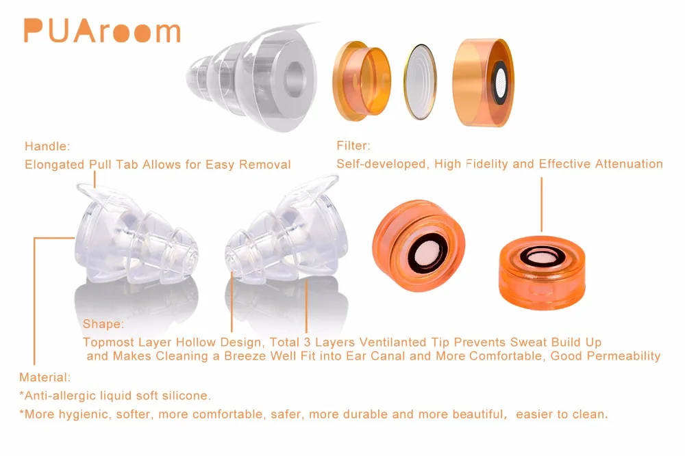 PUAroom high fidelity earplugs hearing protection