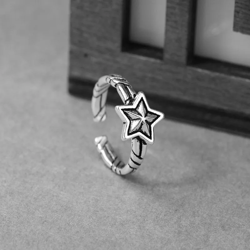 

Bohemian Vintage 925 Sterling Silver Star Rings For Women Gift Bijoux Adjustable Finger Antique Engagement Rings Anillos