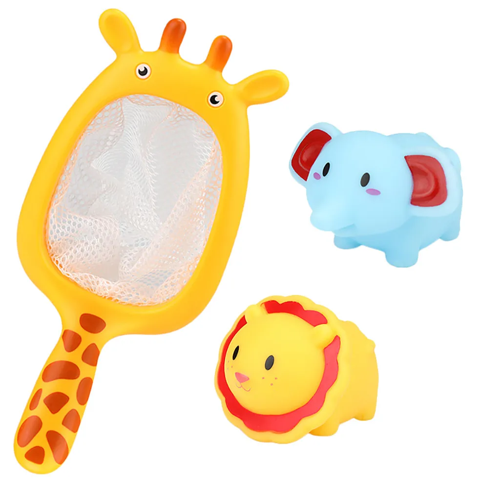 

Baby Bathing Floating Soft Rubber Animals Water Tub Toy Squirts Spoon-Net 1 Set 5.16