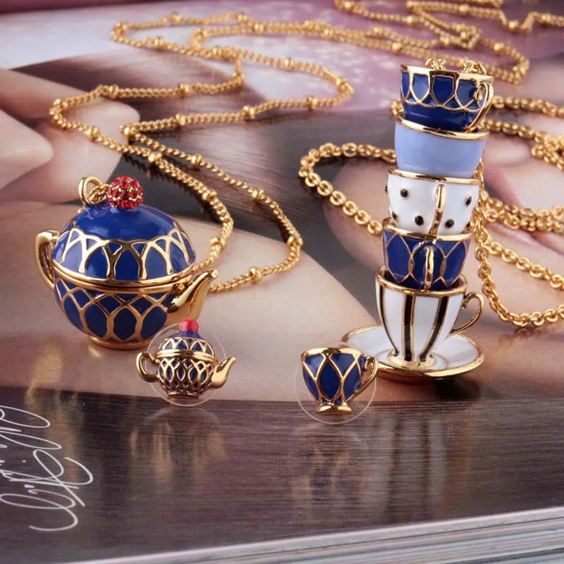 American enamel glaze tea cup teapot teapot earringsin Stud Earrings