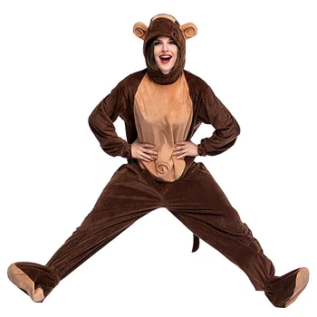 

VASHEJIANG Adult Monkey Cosplay Costumes for Women Men Onesie Unisex Pajamas Halloween Costumes Funny Party Dress