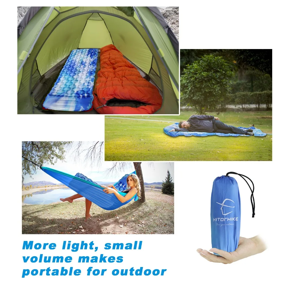 Almofada de Dormir Cama de ar Colchão com Travesseiro Hitorhike Almofada Inflável Única Acampamento Moistureproof Esteiras Super Leve Portátil 522g 27 ???? 8